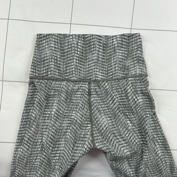 Lululemon Leggings Womens 4 Wunder Under Crop Luon Arrow Jacquard Olive Grey Gym - Picture 6 of 10